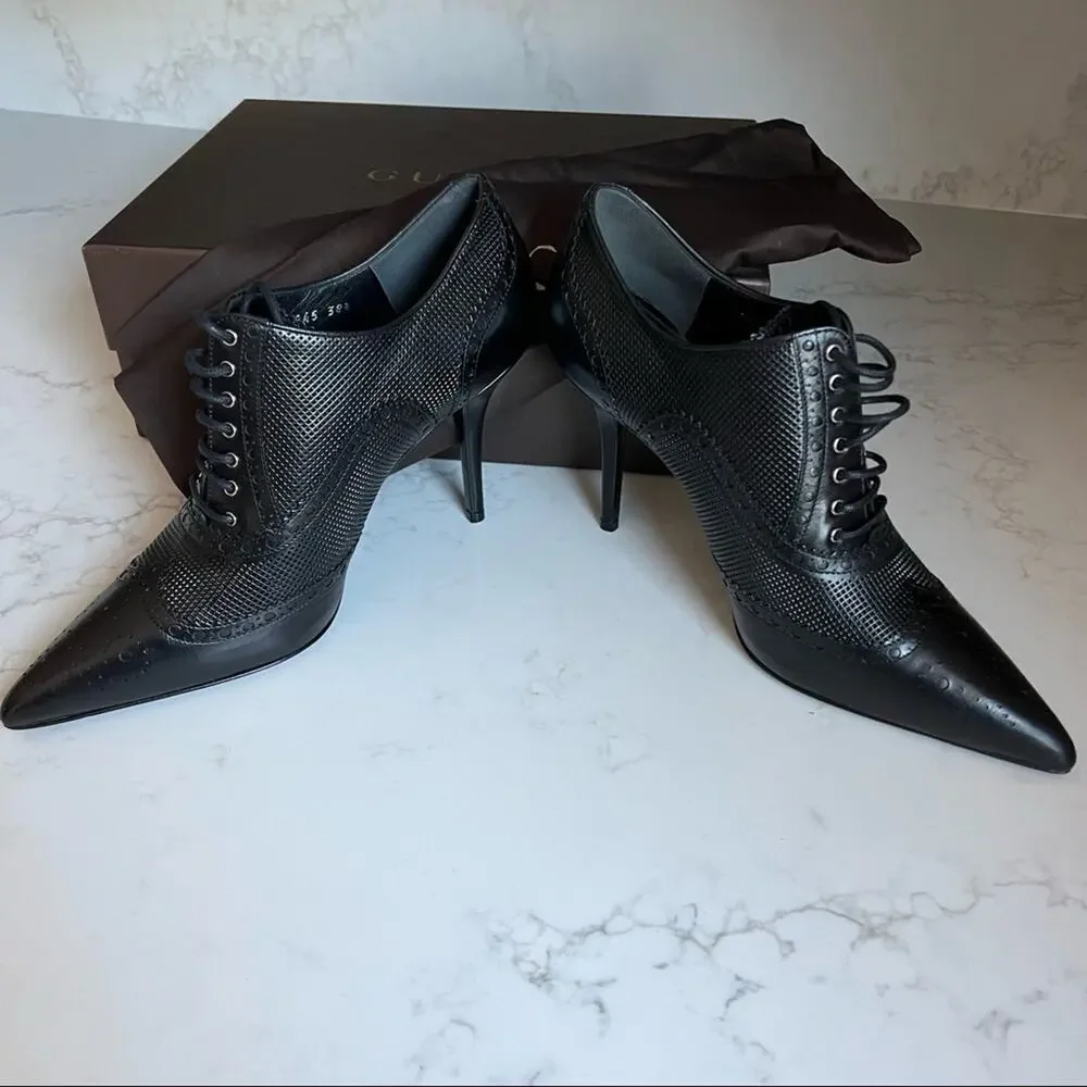 New Gucci Malaga Black Ankle Bootie Pointed Toe Womens size 38 1/2 (EU)